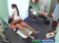 FakeHospital Hot brunette nurse gives patient some sexual healing...